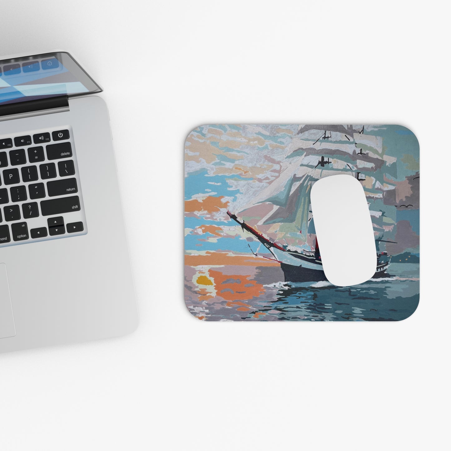 Nautical Sailboat Mouse Pad, Coastal Desk Decor, Ocean Lover Gift, Office Accessory, Unique Gift for Him/Her, Beach-Themed Mouse Mat