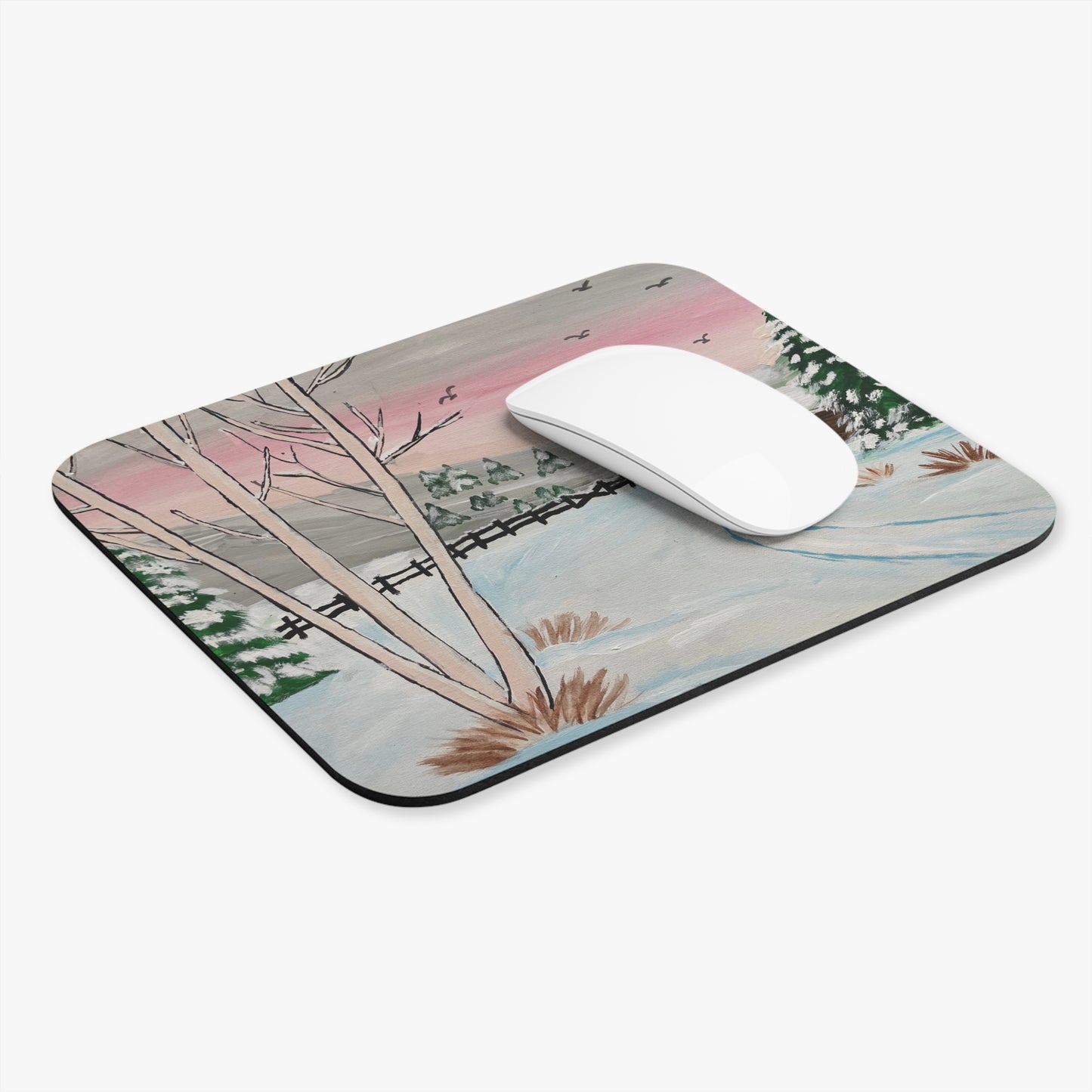 Winter Wonderland Mouse Pad, Cozy Desk Decor, Rustic Home Office Accessory, Gift for Nature Lovers, Seasonal Mousepad