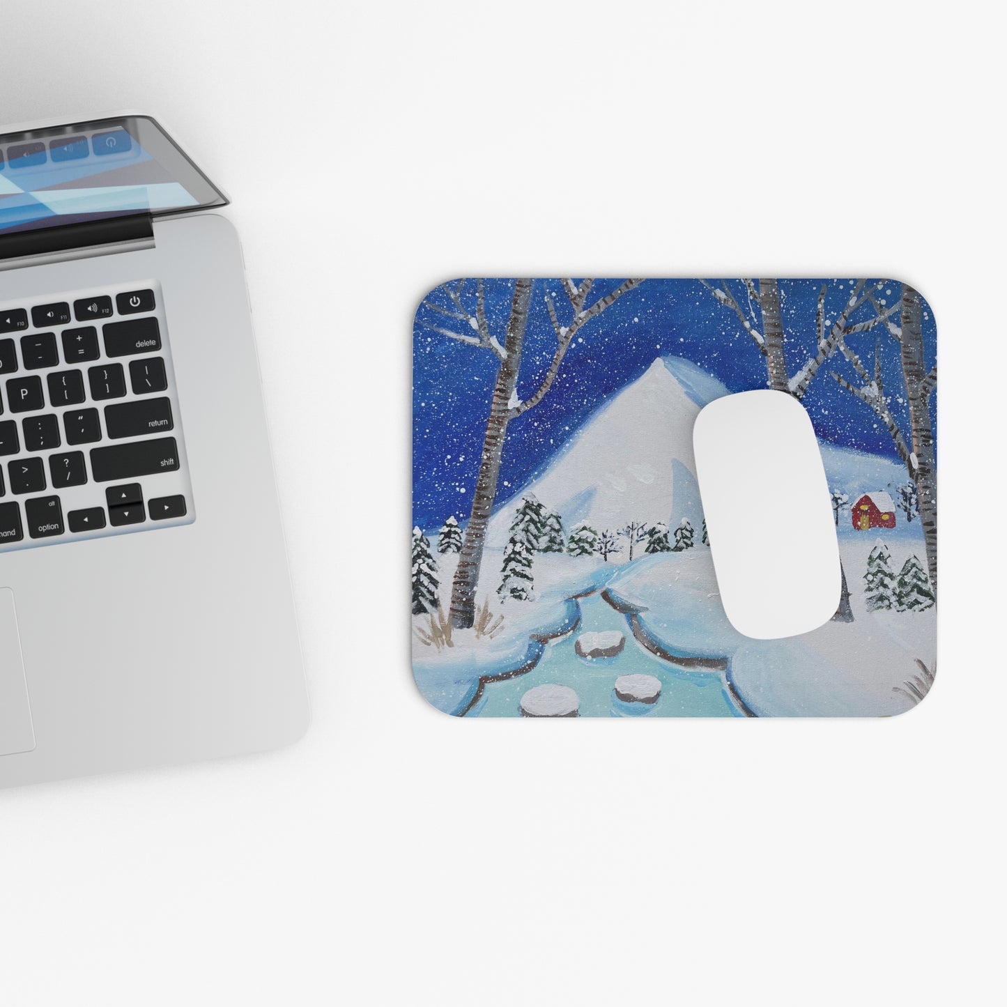 Winter Wonderland Mouse Pad, Cozy Office Decor, Snowy Landscape Desk Accessory, Perfect Holiday Gift, Winter Vibe Desk Mat