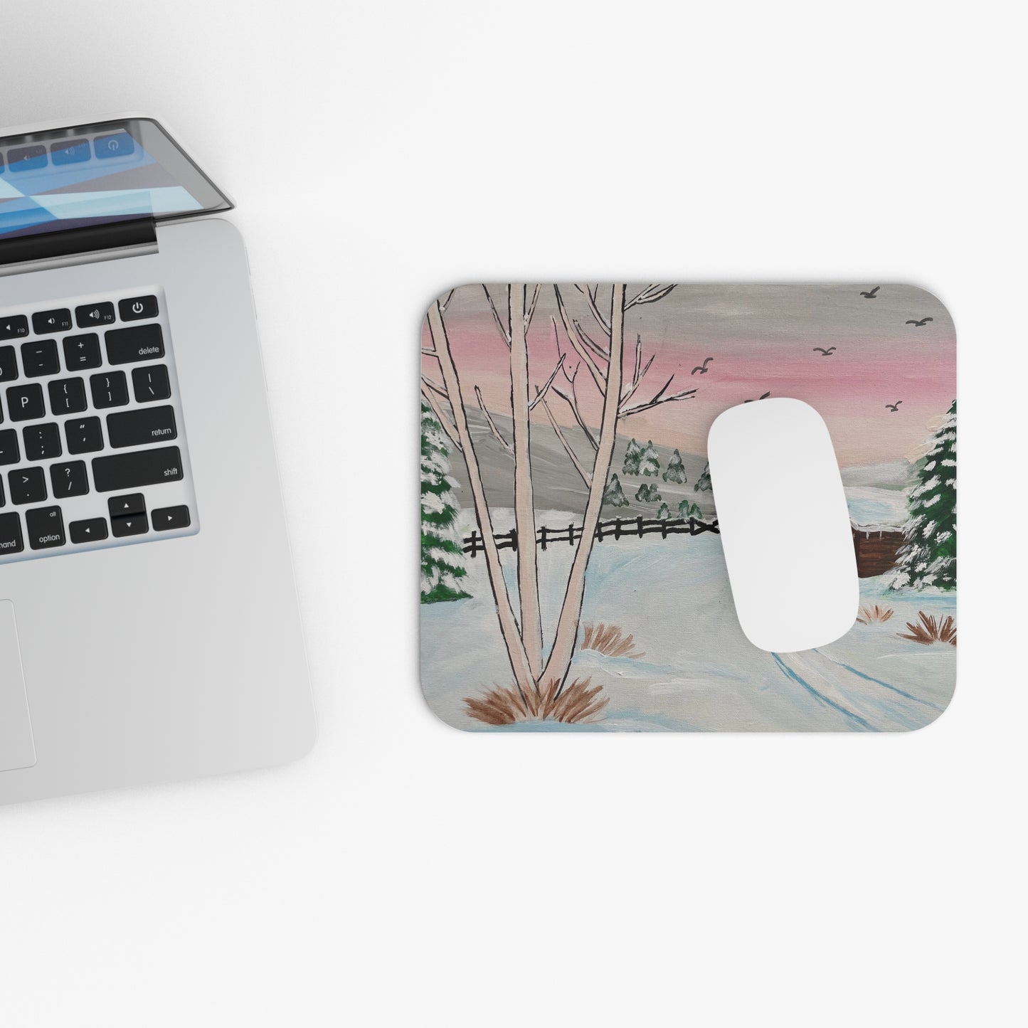 Winter Wonderland Mouse Pad, Cozy Desk Decor, Rustic Home Office Accessory, Gift for Nature Lovers, Seasonal Mousepad