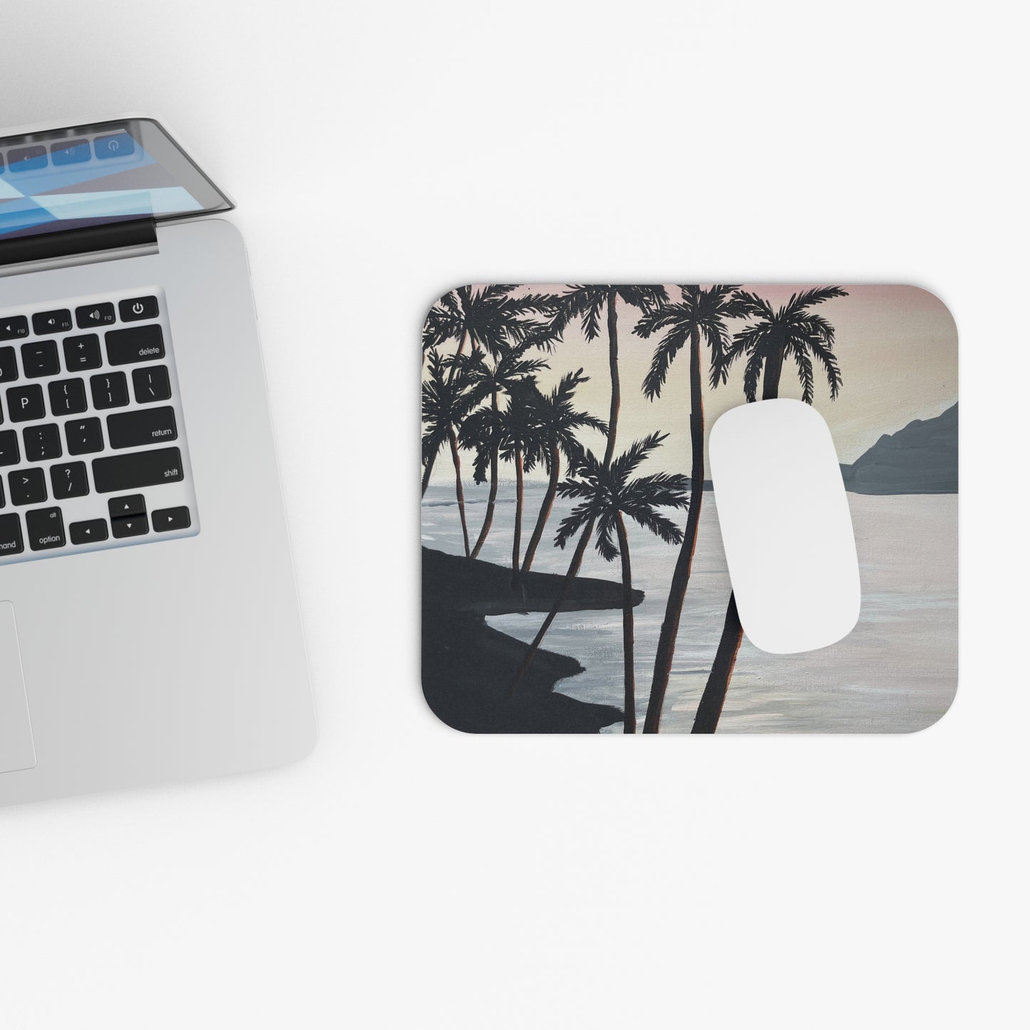 Tropical Paradise Mouse Pad with Palm Trees, Desk Accessory, Gift for Beach Lovers, Home Office Decor, Unique Gift for Him or Her
