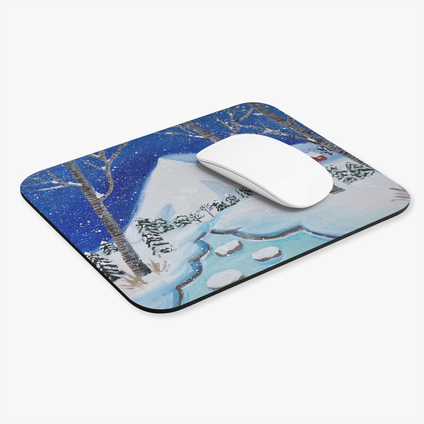 Winter Wonderland Mouse Pad, Cozy Office Decor, Snowy Landscape Desk Accessory, Perfect Holiday Gift, Winter Vibe Desk Mat